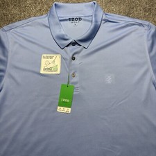 Izod Golf Polo Shirt Men XL Blue Short Sleeve 1/4 Button Swing Flex Cool FX NEW