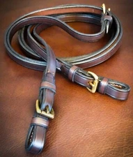 3/4" Leather Reins with Buckle ends for English Bridles Havana Black Horse Size