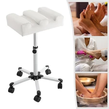 19.69 -27.56in White Iron/ Plastic Adjustable Pedicure Stool W/ Universal Wheels