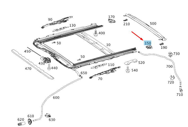 MERCEDES-BENZ C W204 Dachabschlussleiste hinten links A2047820162