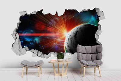 3D Planet Universum Loch Selbstklebend Abnehmbar Tapete Wandbild Aufkleber 69