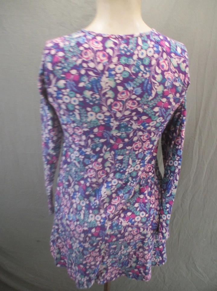 LANDS' END Size L (14) Girls Floral 100% Cotton Long Sleeve Sheath Dress 128 - Image 4 of 4