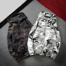 Mens Camo Bomber Biker Jacket Hooded Blazer Top Coat Windbreaker Hoodie Hoody