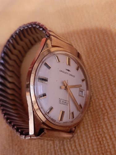 Jaquet-Droz Vintage Man's Gold Plated Automatic Wristwatch c 1968 - Picture 2 of 8