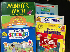 Lot of 7 Grade Preschool Math Workbooks, Good - Very Good Condition