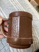 Vtg 1950s Federal Glass Brown Barrel Milk Glass Stackable Coffee Cup Mug