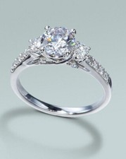 1.25Ct White Round CZ 3 Stone Engagement Wedding Ring 925 Sterling Silver