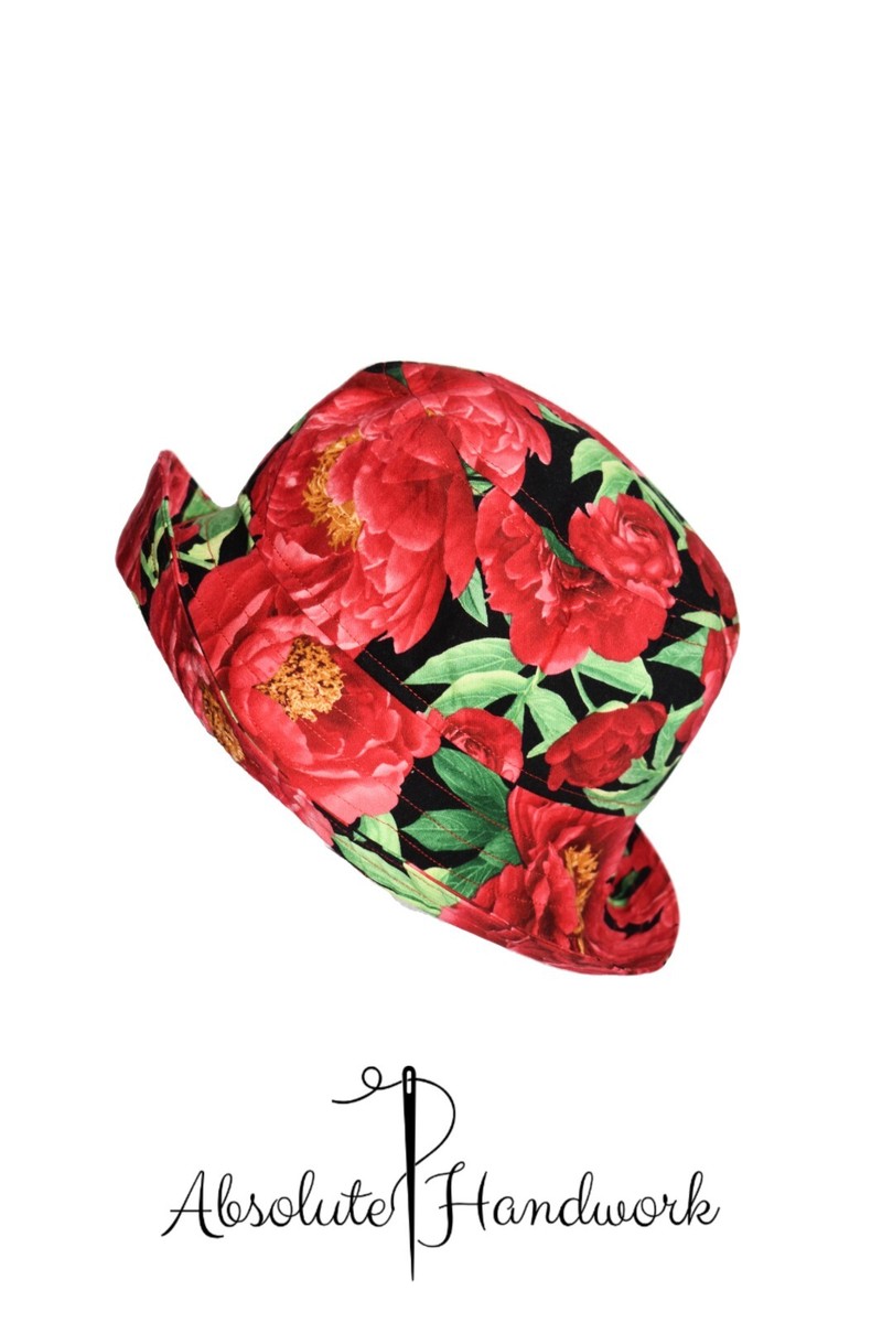 New Summer Vacation Sun/Bucket Hat Floral Red Hawaiian 