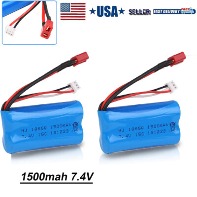2x7.4V 15C 1500mAh Li-ion Battery JST-XH plug for WLtoys 4WD Rc Cars Replacement
