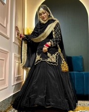 Bollywood Style Black Crepe Silk Top Lehenga With Dupatta For Women  Girls