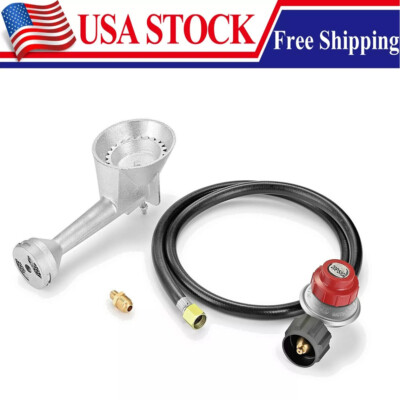Propane Cast-Iron Round Burner & 4FT 20PSI High Pressure Regulator Hose& Fitting