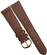 Watch Band Brown Genuine Leather Grain Flat Stitched 18mm