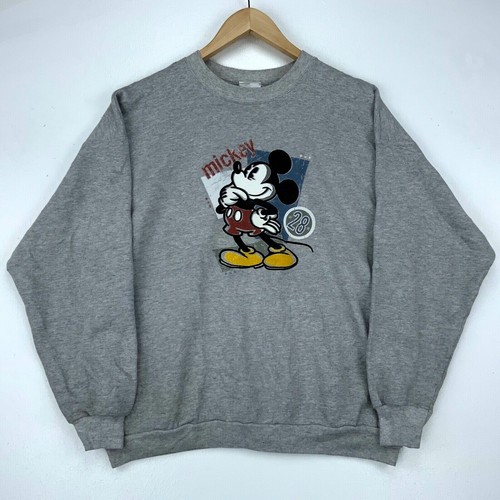Mickey Mouse Walt Disney Vintage Sudadera Cuello Redondo Talla Grande Gris  USA 90s | eBay