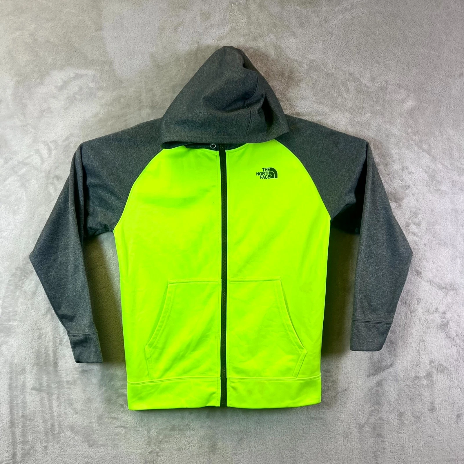 The North Face Surgent Jacket Boys L Green Polyester Lined Hooded Raglan Sleeve