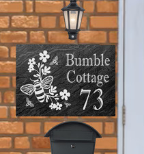 Personalised bumble bee slate door plaque, house sign, slate, engraved,