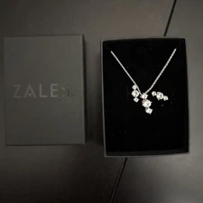 NWT- White lab created Sapphire Pendant & Earrings Set in Sterling Silver Zales