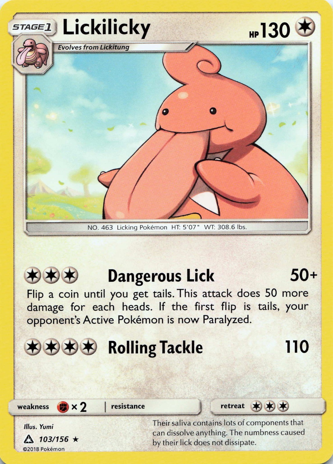 Pokémon TCG Lickilicky #103/156 SM - Ultra Prism NM