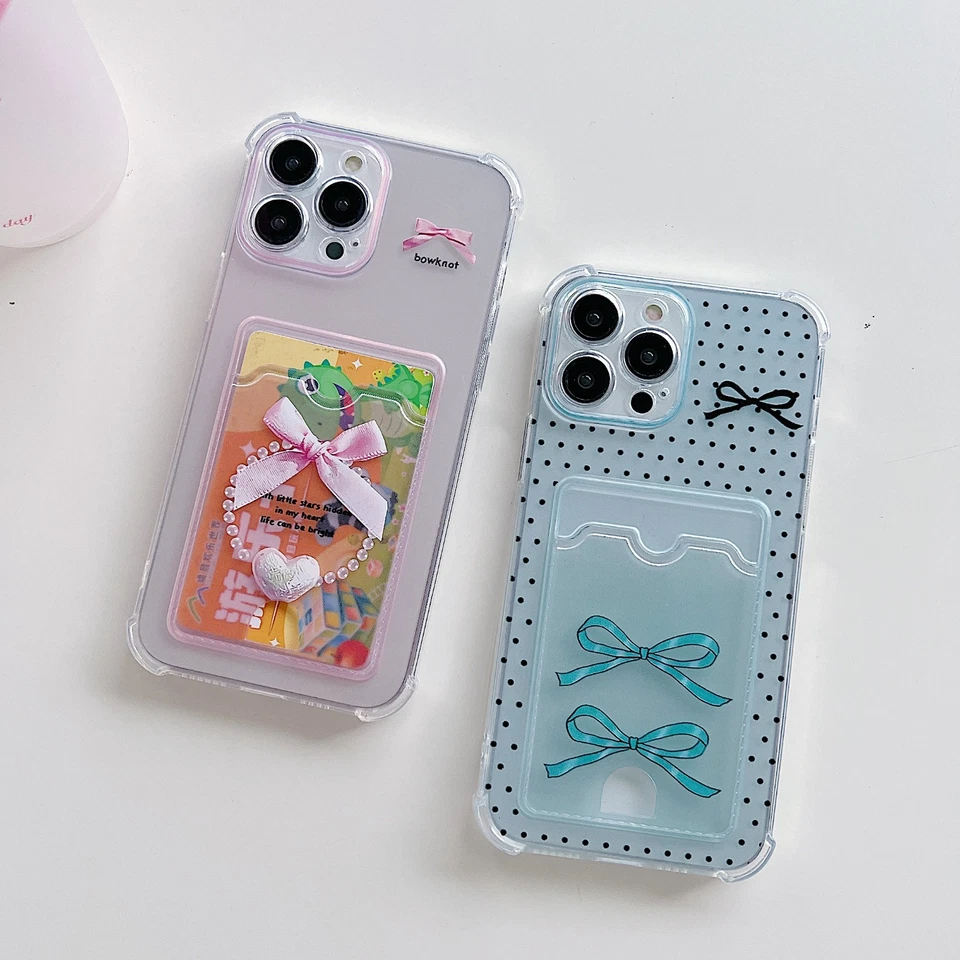 For Xiaomi OPPO VIVO Girl Bowknot Wallet Case Card Pocket Shockproof Phone Cover - Image 3 of 4