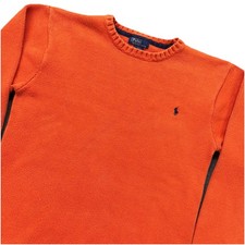 Vintage 90s Polo Ralph Lauren Knit Sweater Youth XL Orange Made In Japan Preppy