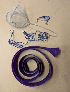 Fishing Gear Lot - Rod Sleeve, Stringer, Minnow Net, & Lure - Used