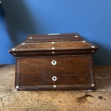 Antique Rosewood and Mother Pearl Work Jewellery Box Restoration Required.