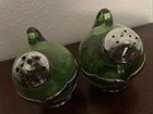 Vintage / Early Green Glass & Silver Salt & Pepper Shakers Art Deco ! — photo 4