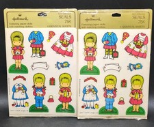 Joan Walsh Anglund NIP Vtg 70s Hallmark Dress Up Dolls Sticker Sheet Seals Art
