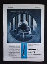 Original 1957 Advert Nimonic Alloys British Aero Gas Turbine Metals