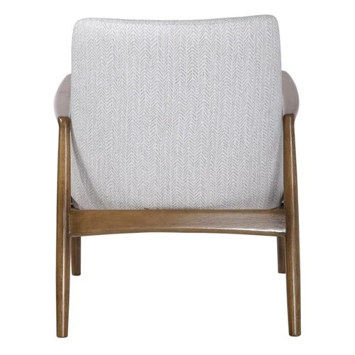 Uttermost Bev Farmhouse Wood and Fabric Accent Chair in White/Taupe - Picture 5 of 10
