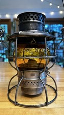 NICKEL PLATE ROAD Railroad Lantern Original Amber Adlake Kero Globe! NKP