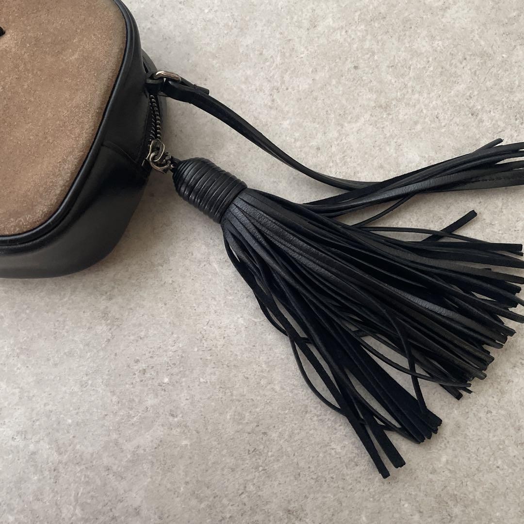 YSL Suede Shoulder Bag with Tassel Small Brown/Black Used Stylish image 5
