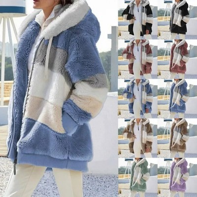 Oversize Jacke für Damen 2023 Neu Herbst Winter Warm Plüsch Tasche Kapuze