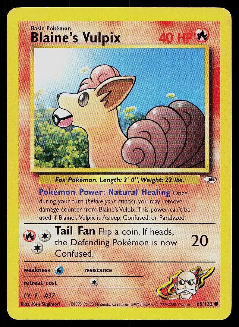 Pokemon Card Gym Heroes Blaine's Vulpix 65/132 Unlimited Common