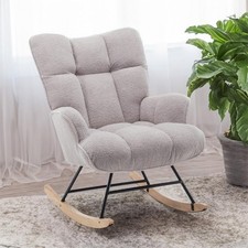 Rocking Chair Nursery Teddy Upholstered Glider Rocker Rocking Accent Chair Pa...