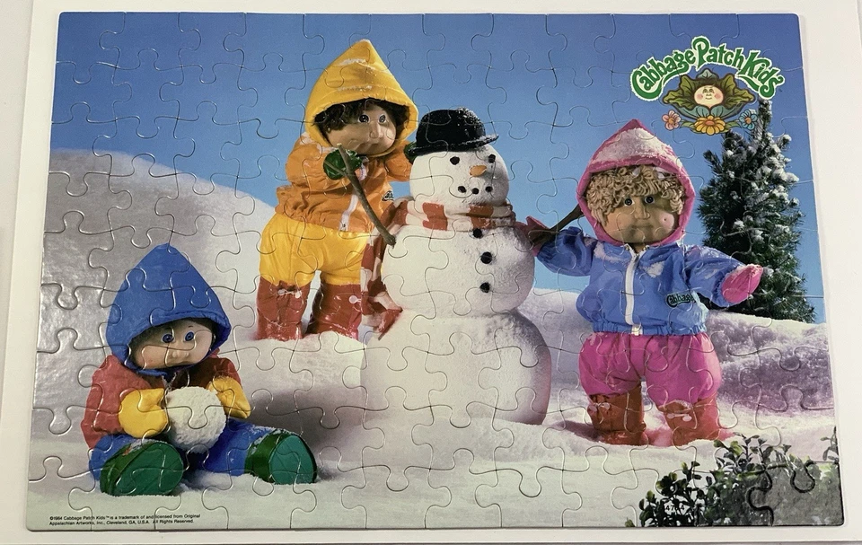 Rompecabezas muñeco de nieve Cabbage Patch Kids 1984 vintage 100 piezas usado - COMPLETO por MB Foto 2 de 4