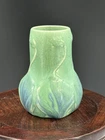 Signed Van Briggle Matte Blue Green Onion Bulb Leaf & Bud Vase 1920's Arts Craft