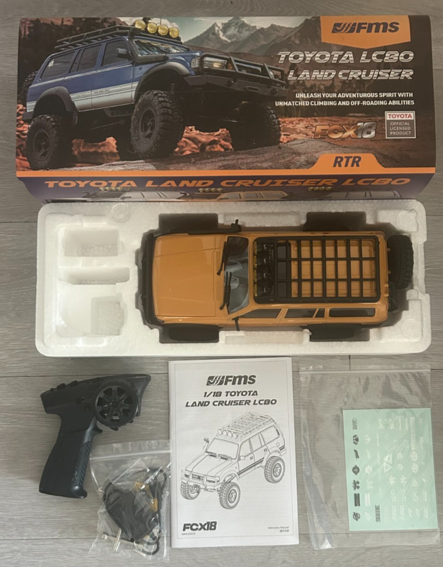 FMS 1:18 FCX18 LC80 Toyota Land Cruiser LC80 RTR Yellow Slightly Used LC80 L3