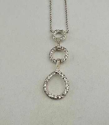 SU 925 STERLINGSILBER KASKADENRINGE CZ HALSKETTE 17 ZOLL ELEGANT KLASSISCH 1026