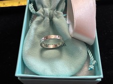 Tiffany & Co. Sterling Silver Band Ring With Three Inset Diamonds, Genuine