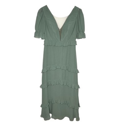 Revelry Harley Chiffon Tiered Ruffle Maxi Dress Sage Green Size 4 Wedding  Guest | eBay