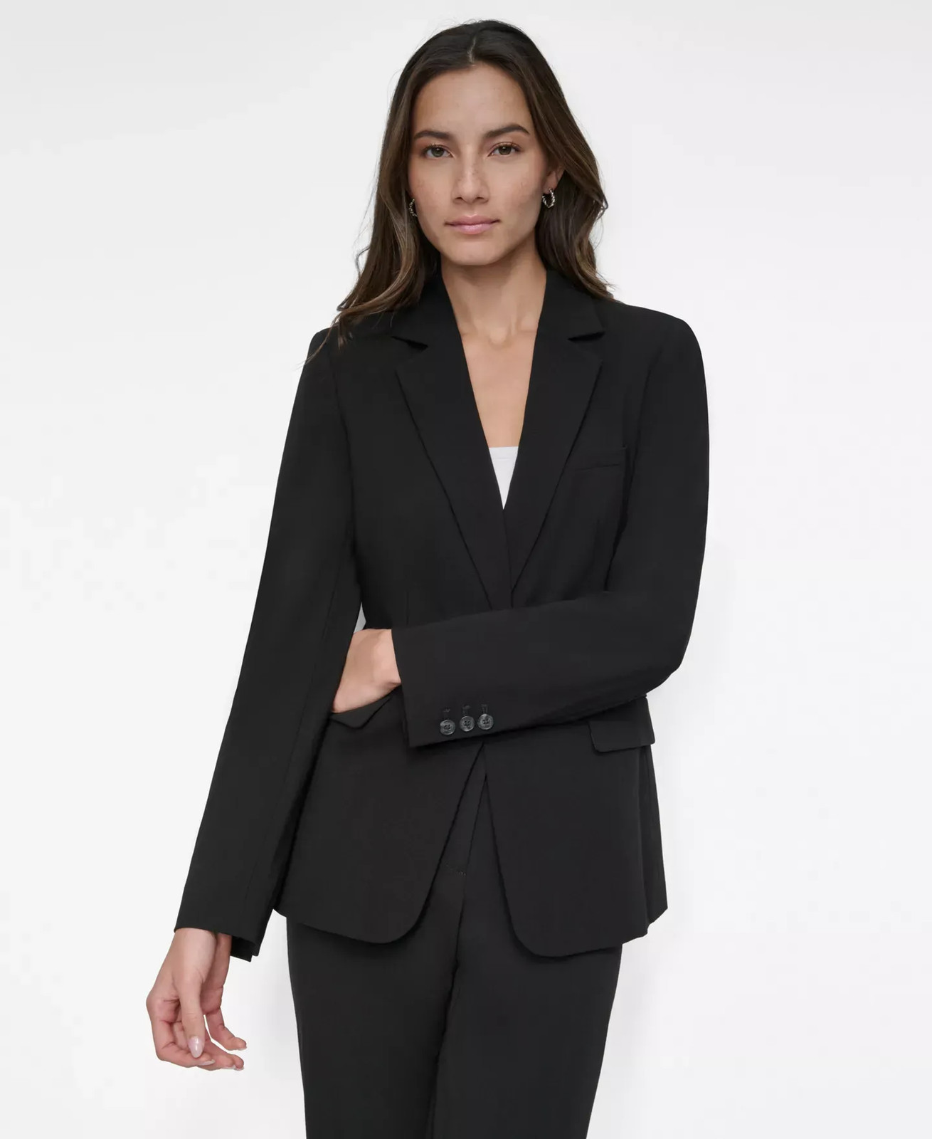 DKNY Women's Jacket Sz 12 Women’s Notch-Collar One-Button Long