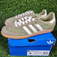 Adidas Samba OG Women's sz 6 Crochet Orbit Green Gum Bottom Cream White Stripes