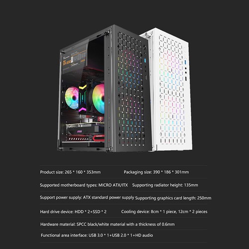 Micro ATX/ITX Transparent DIY PC Case Glass Desktop Computer Case HDD*2+SSD*2 - Photo 6/14