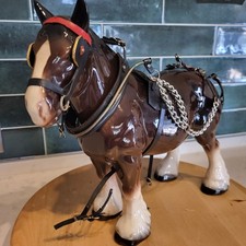 Clydesdale Vintage Porcelain Shire Horse Figurine Harness Chains Melba Ware