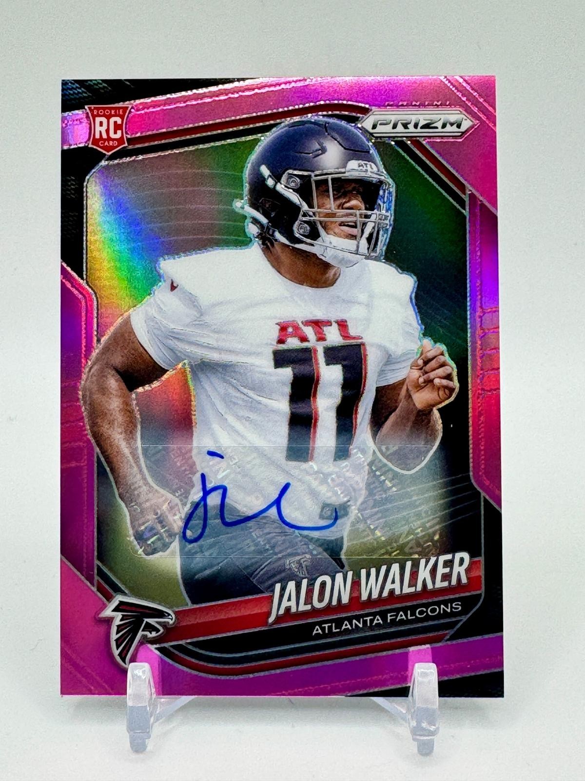 2025 Panini Prizm #398 Jalon Walker Prizm Rookie Autographs Pink