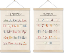 Alphabet Numbers Poster Hanger Frame Set of 2, Preschool Learning Posters, Educa
