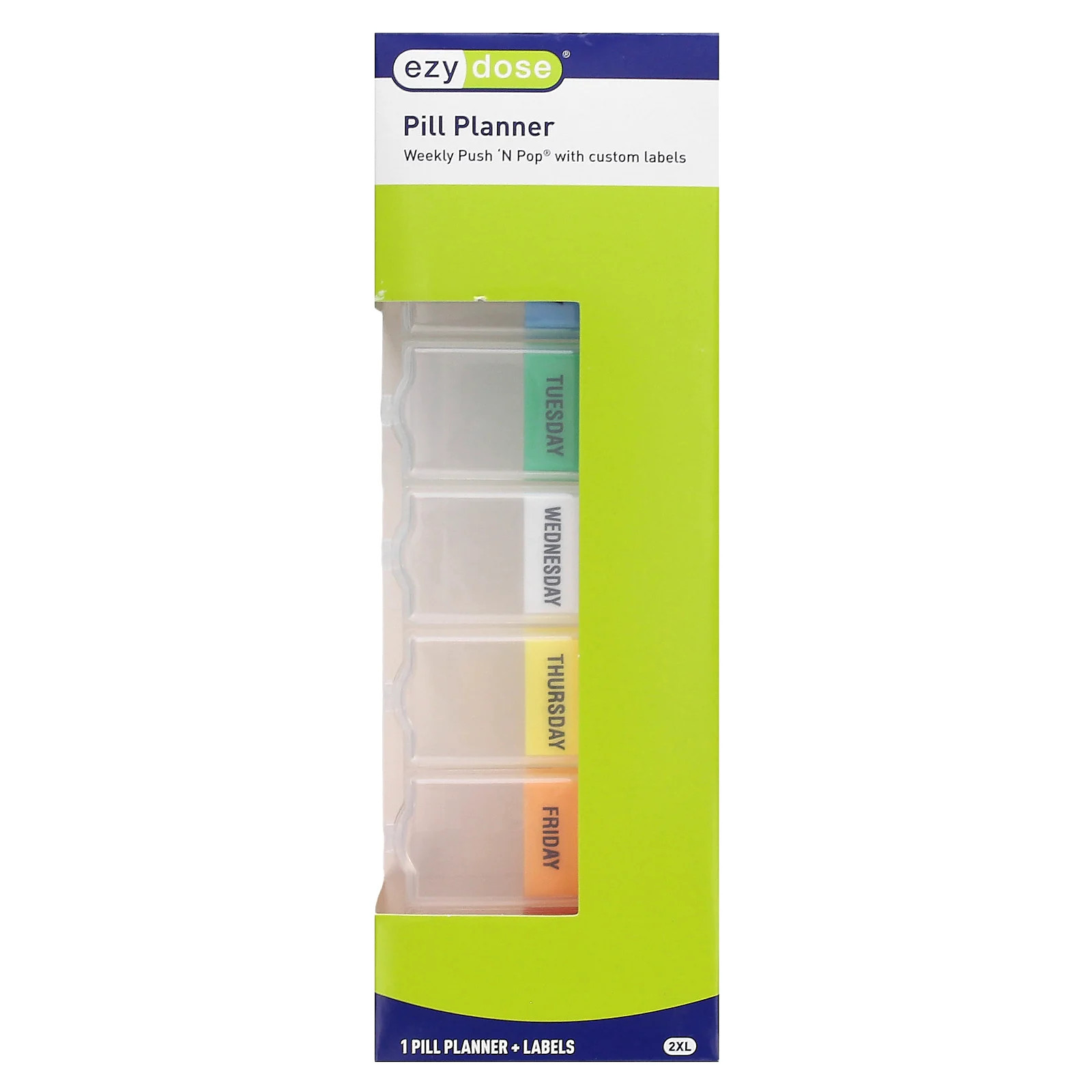 Еженедельный ежедневник для приема таблеток Push-N-Pop с этикетками 2XL 1 количество 2290₽