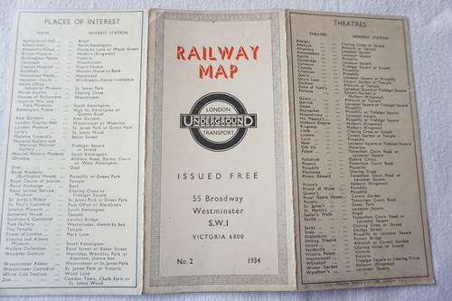 1934 No. 2 Railway Map Harry Beck London Transport Underground Tube Map - Picture 5 of 6