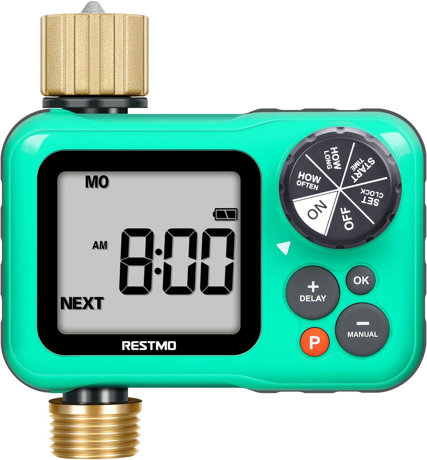 Sprinkler Timer with Brass Inlet & Outlet, 3 Separate Programs Hose Timer, Progr