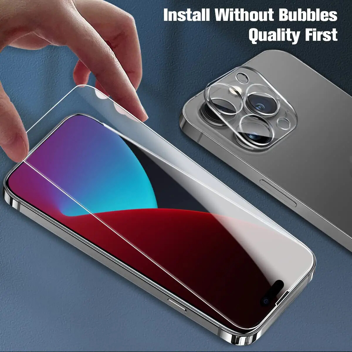Tempered Glass Screen Camera Protector For iPhone 15 14 13 12 11 Pro